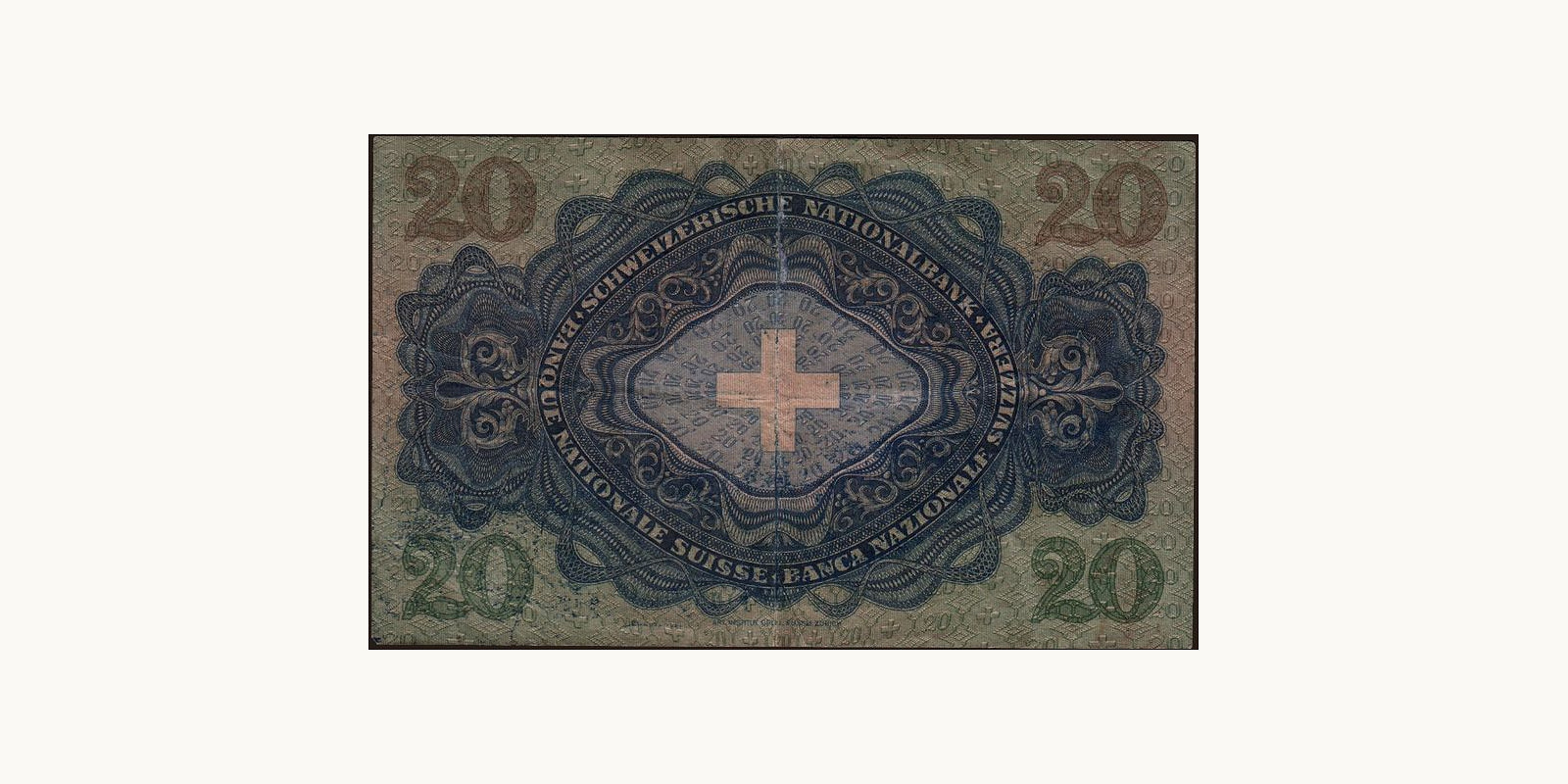 20 franc Switzerland 1944 — Back side