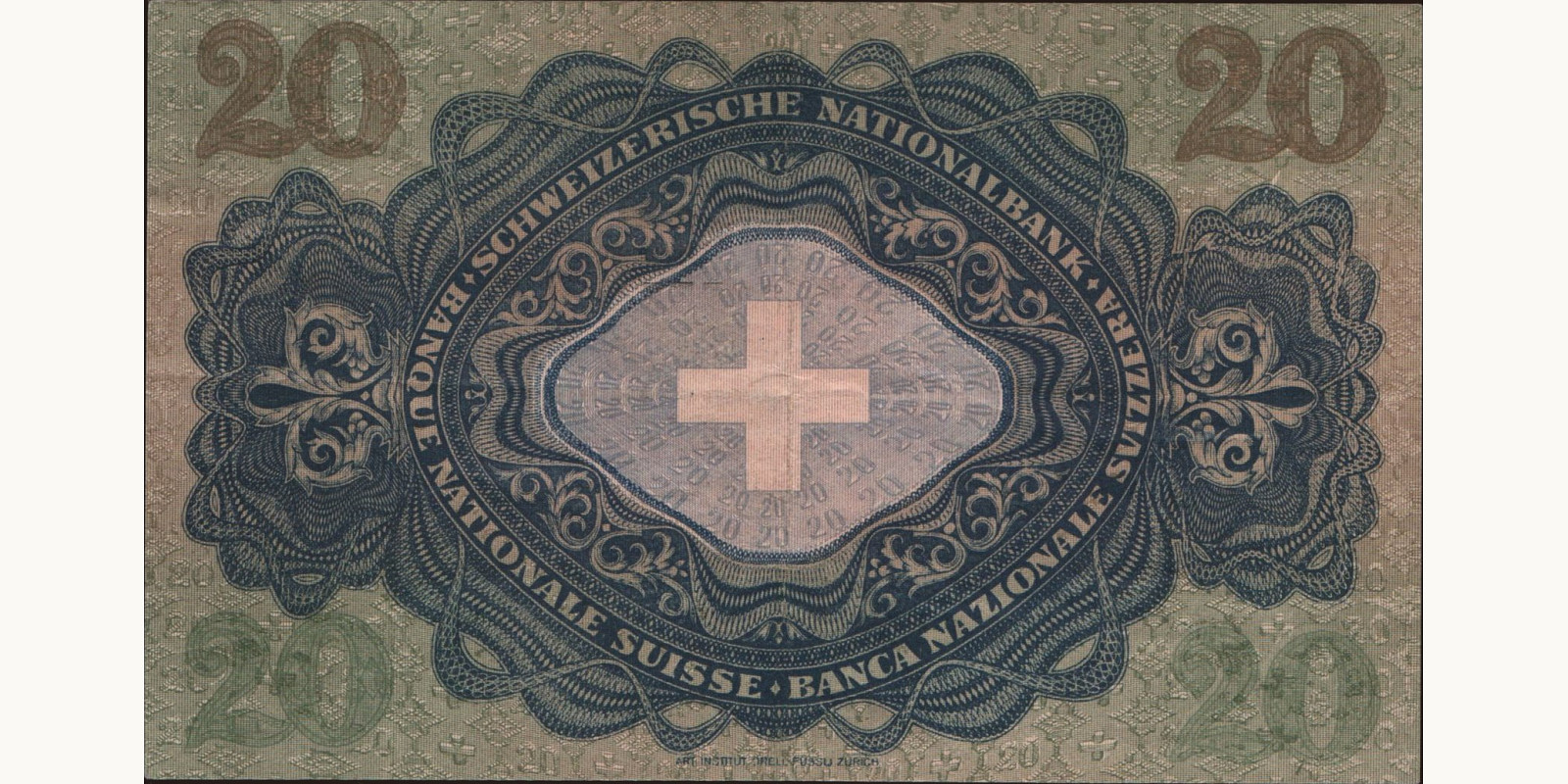 20 franc Швейцария 1947 — Оборотная сторона