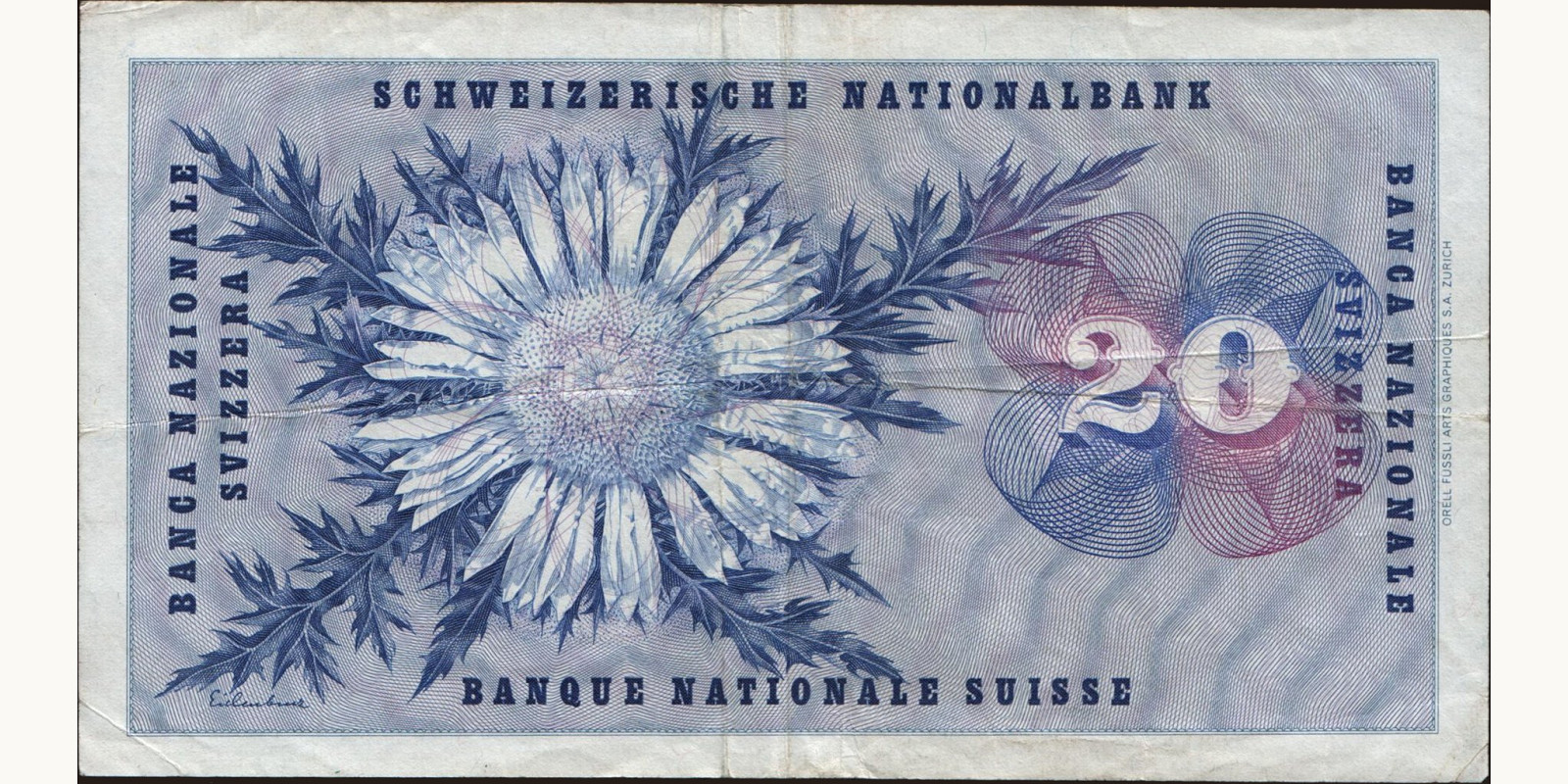 20 franc Switzerland 1956 — Back side