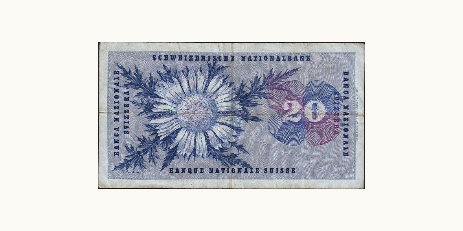 20 franc Швейцария 1963 — Оборотная сторона