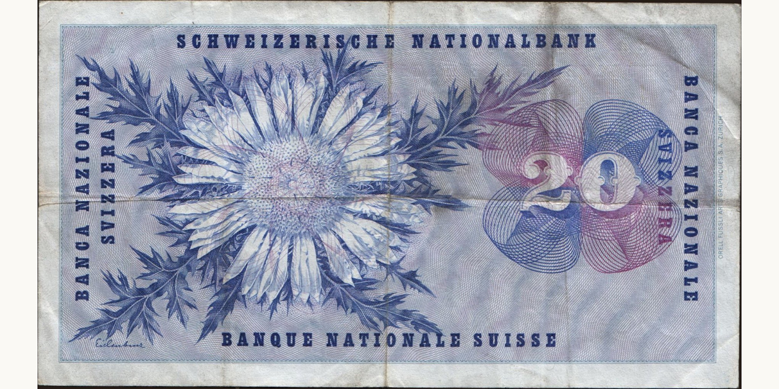 20 franc Швейцария 1964 — Оборотная сторона