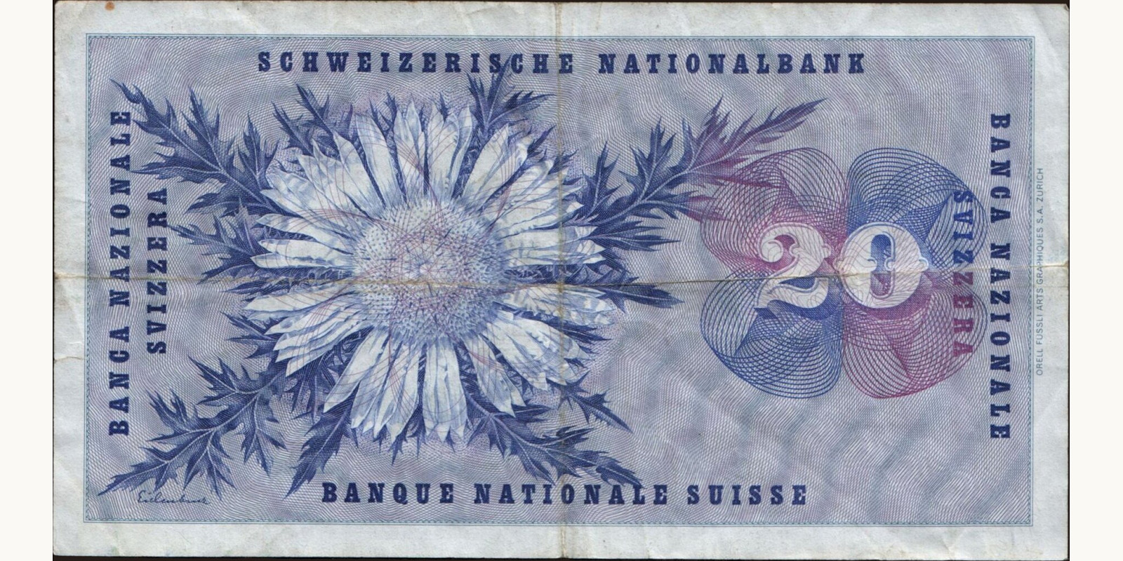20 franc Switzerland 1965 — Back side
