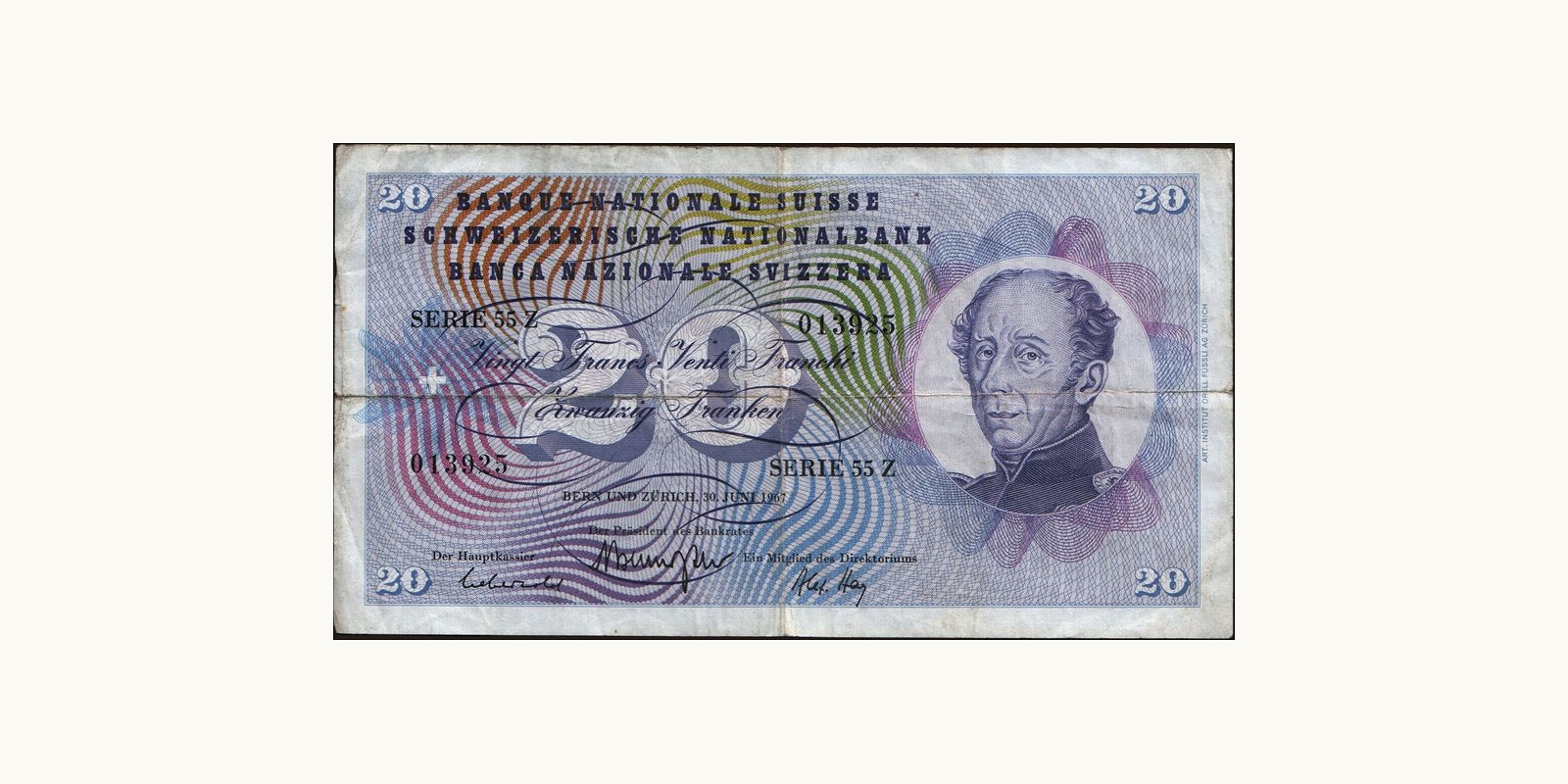 20 franc Switzerland 1967 — Front side