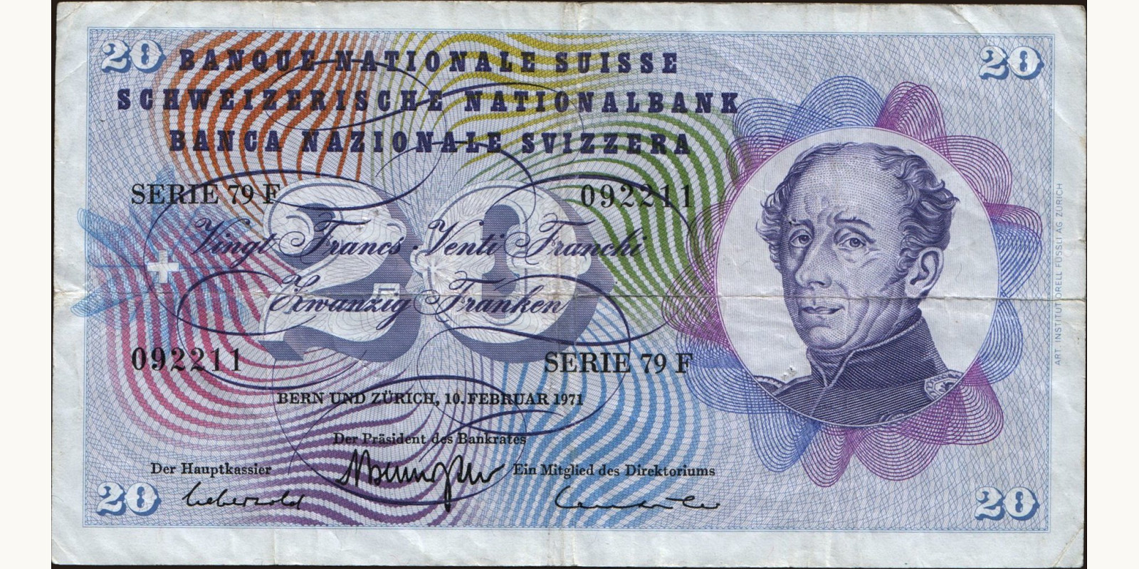 20 franc Switzerland 1971 — Front side