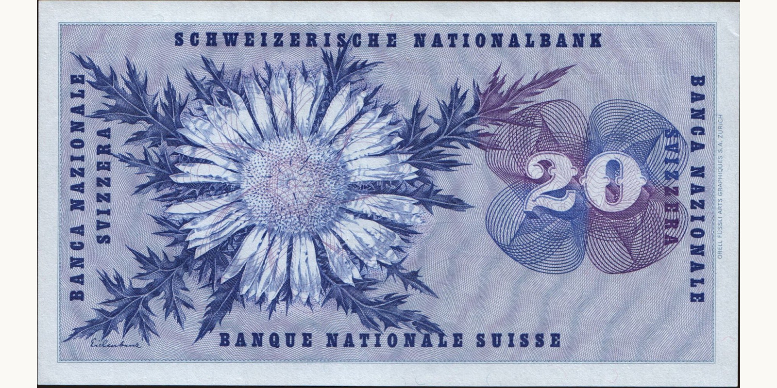 20 franc Switzerland 1973 — Back side