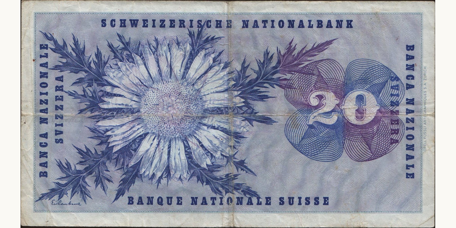 20 franc Switzerland 1974 — Back side
