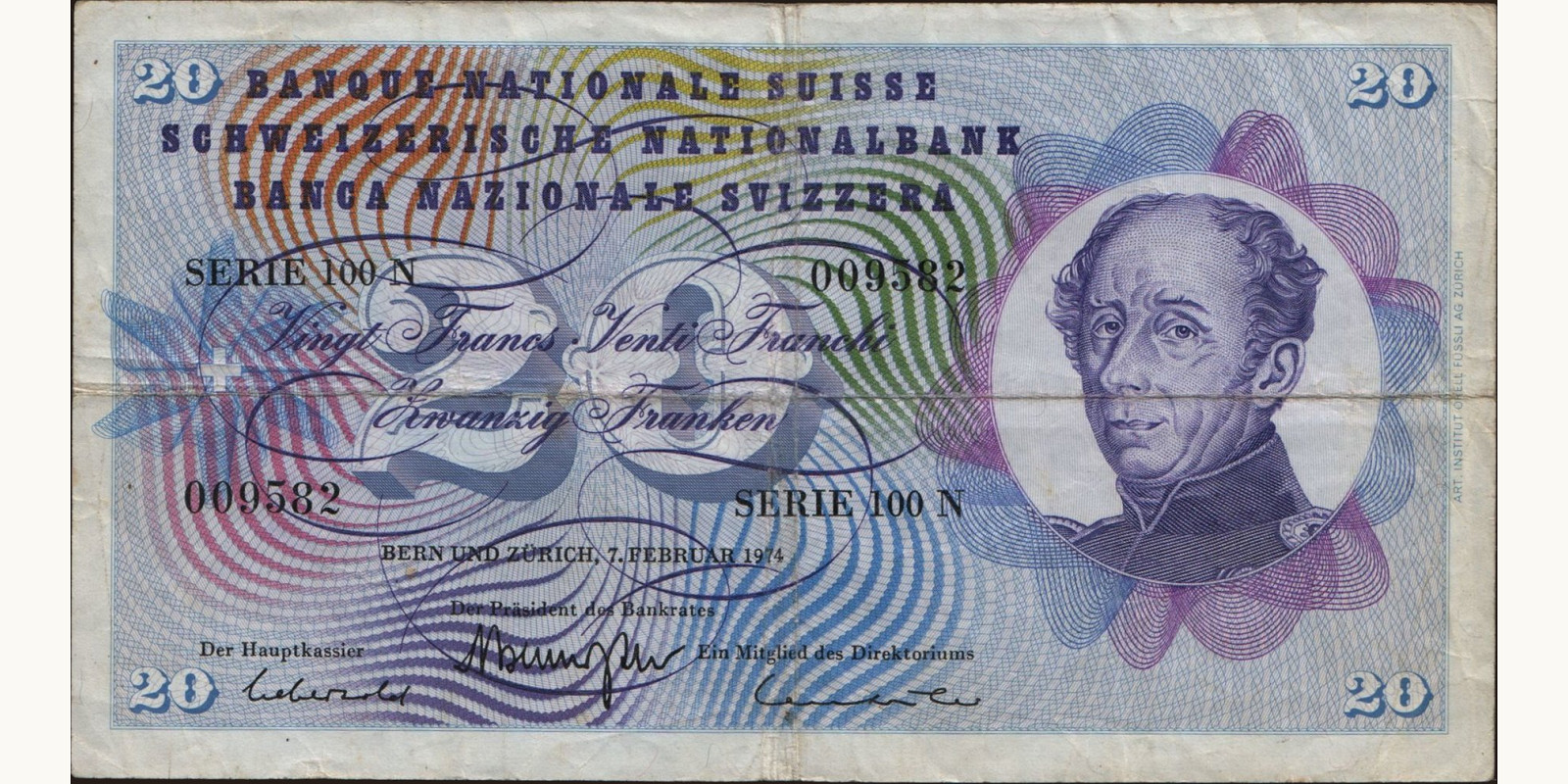 20 franc Switzerland 1974 — Front side