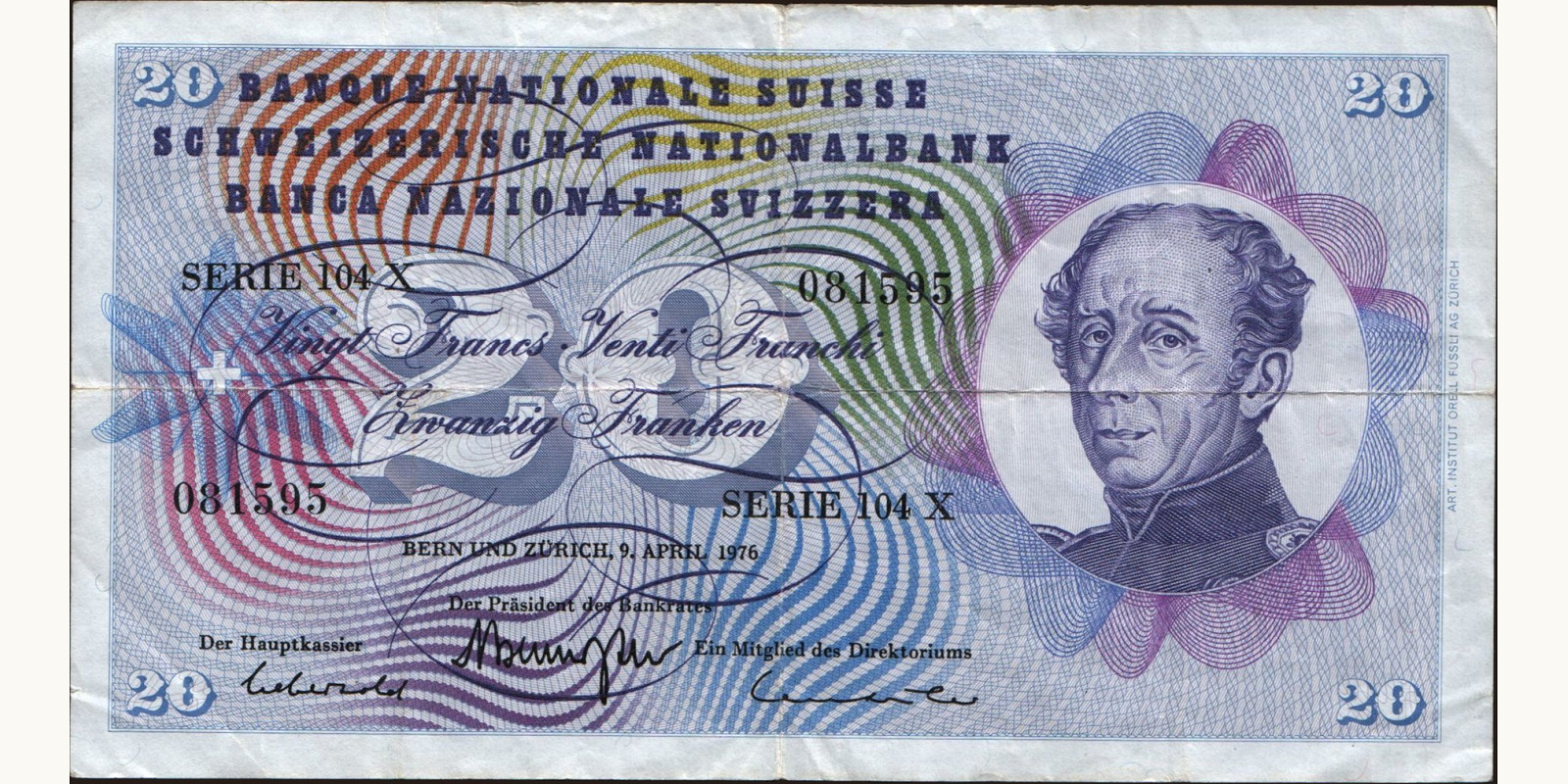 20 franc Switzerland 1976 — Front side
