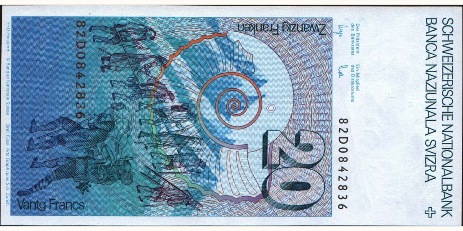 20 franc Switzerland 1982 — Back side