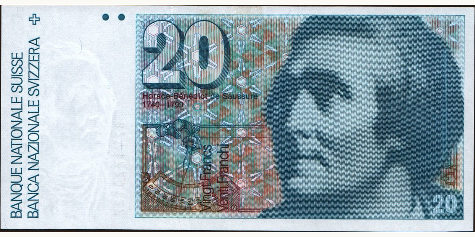 20 franc Швейцария 1987 — Лицевая сторона