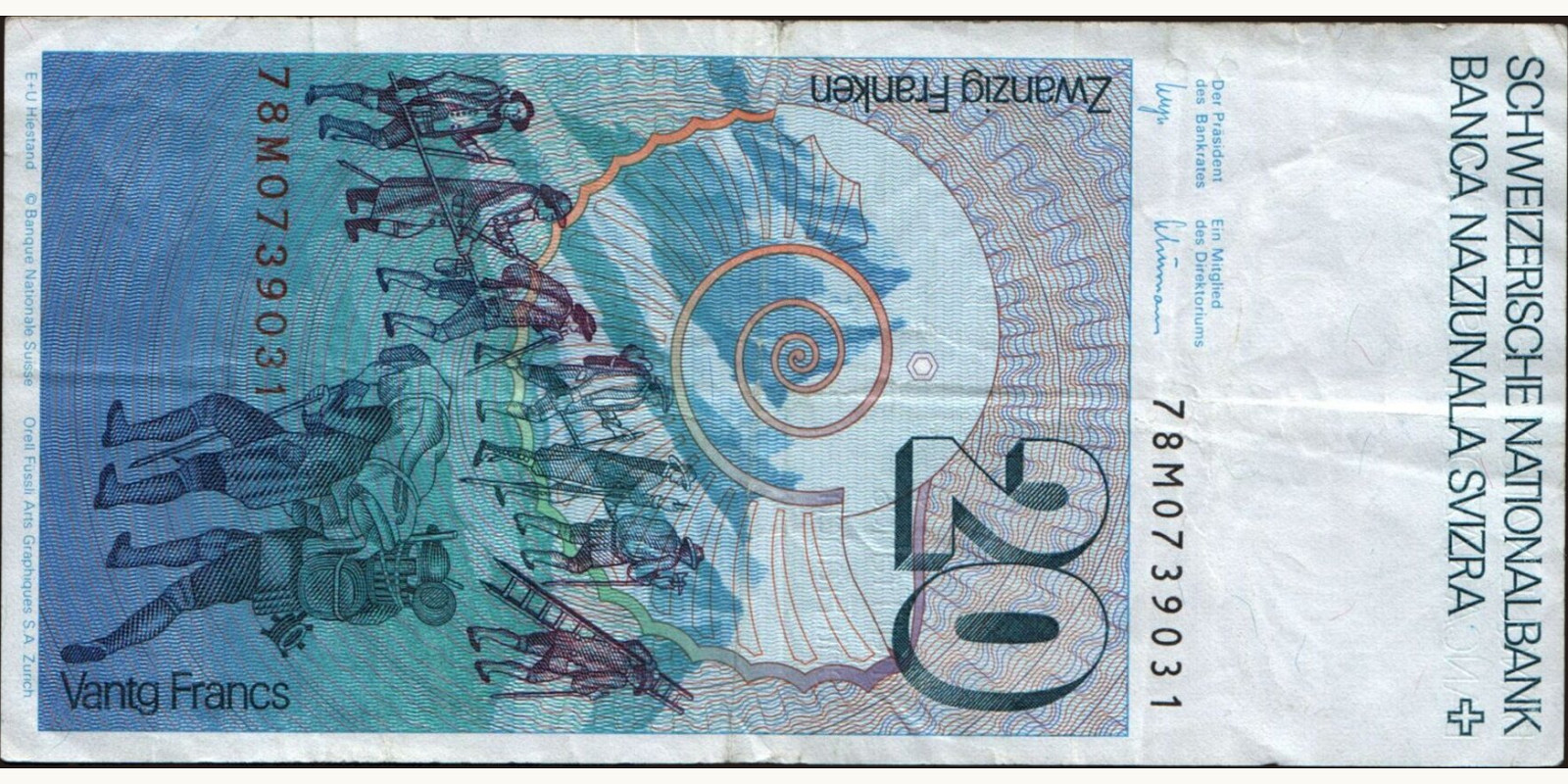 20 franc Switzerland 1989 — Back side