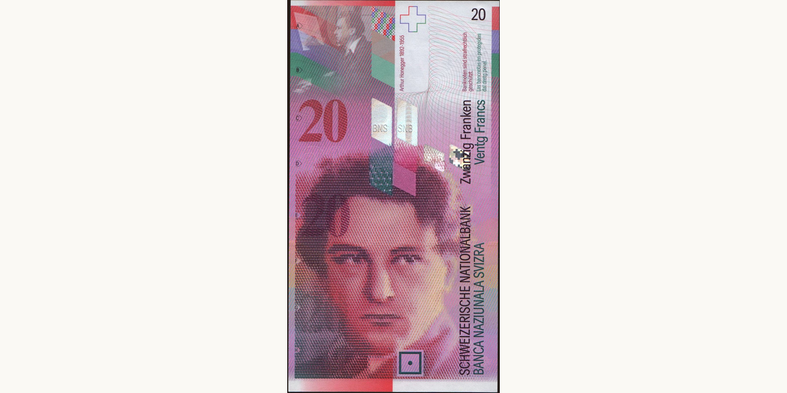 20 franc Швейцария 1994 — Лицевая сторона