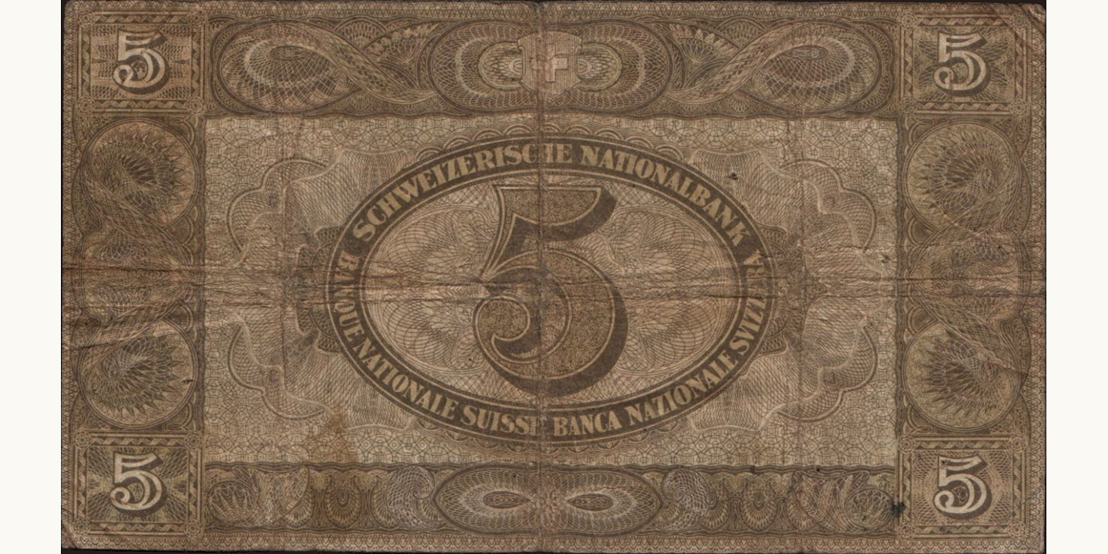 5 franc Switzerland 1916 — Back side
