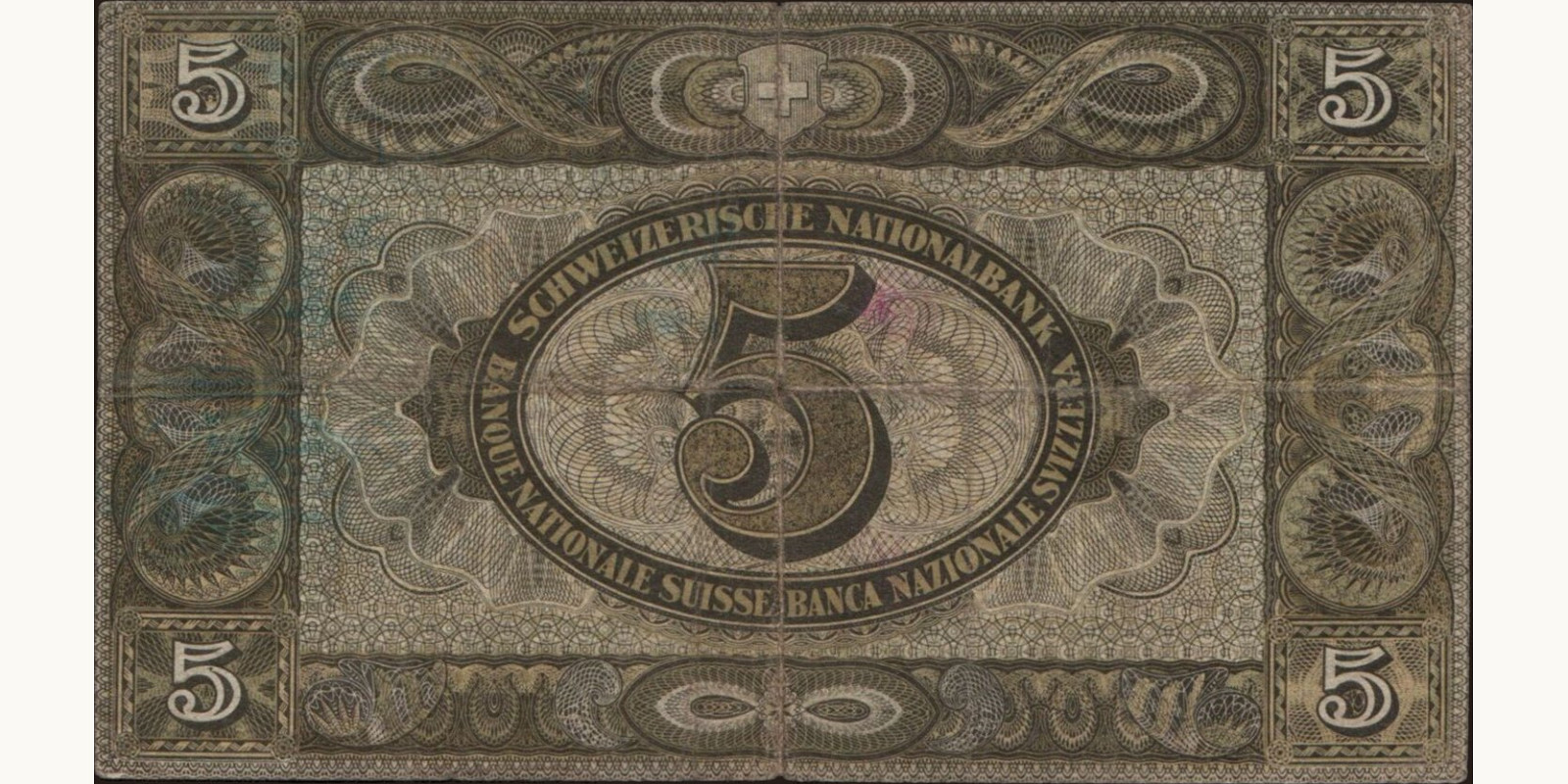 5 franc Швейцария 1939 — Оборотная сторона