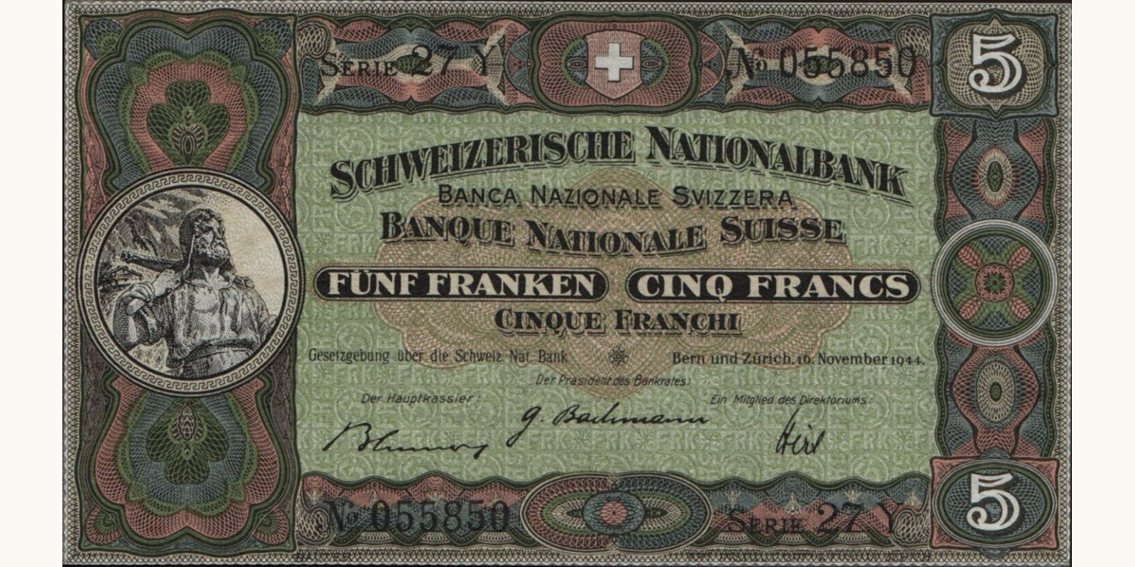 5 franc Switzerland 1944 — Front side