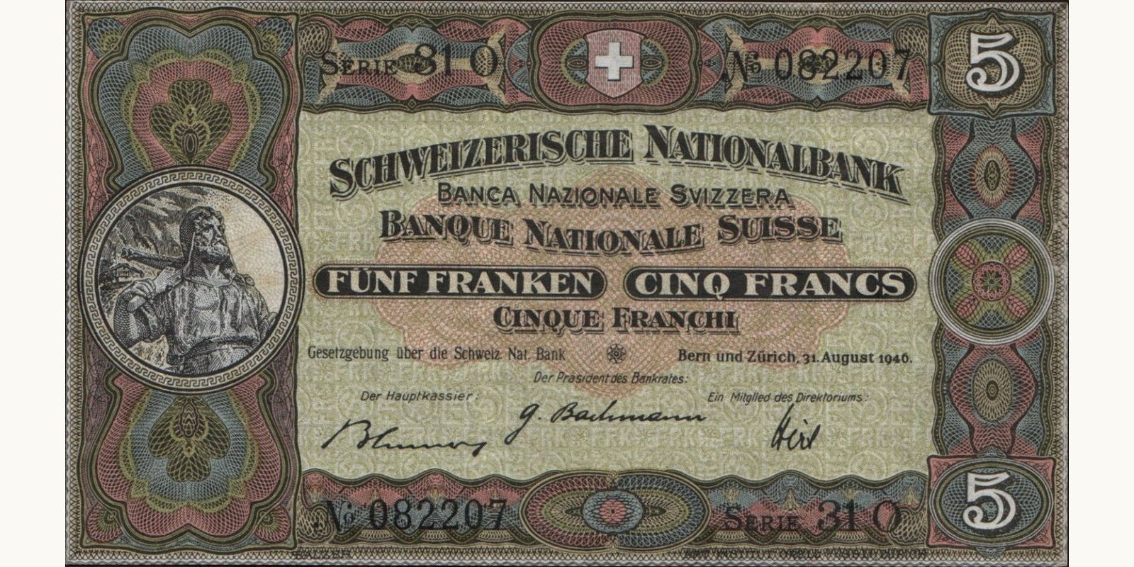 5 franc Switzerland 1946 — Front side