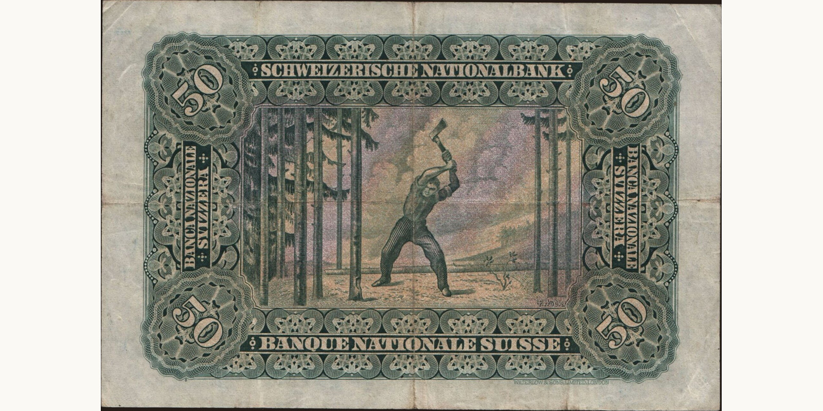 50 franc Switzerland 1939 — Back side