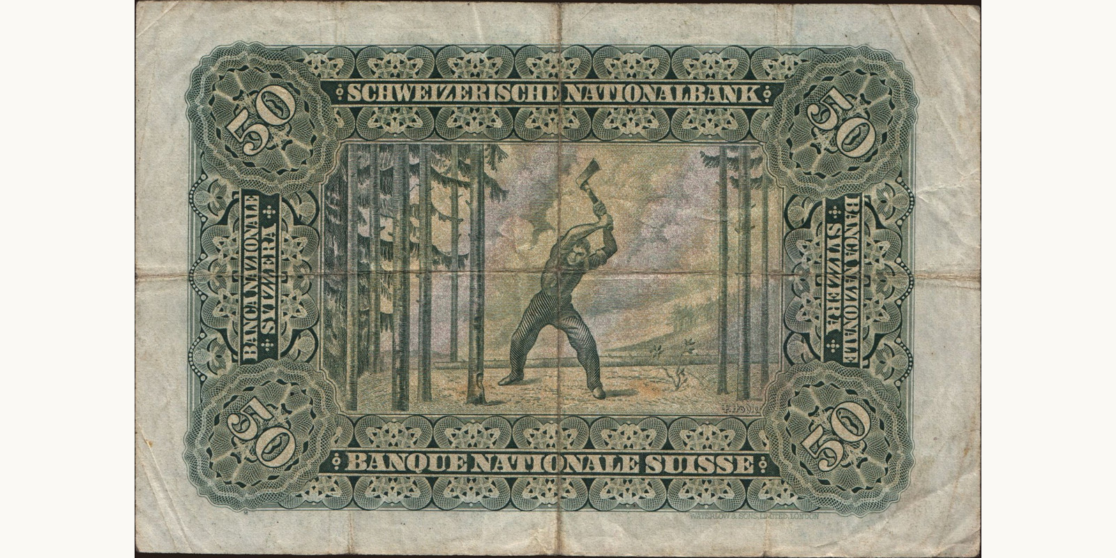 50 franc Швейцария 1947 — Оборотная сторона