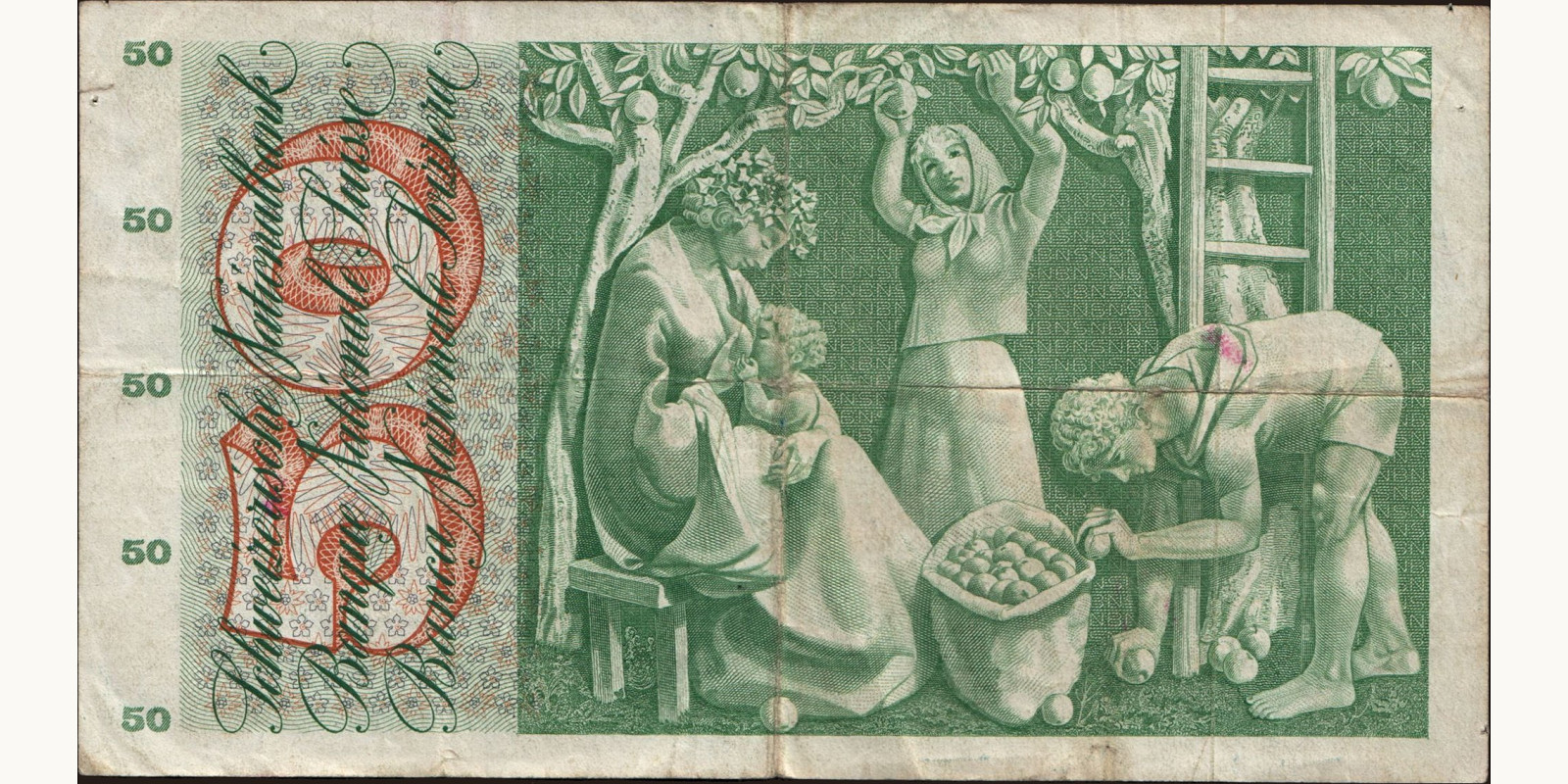 50 franc Швейцария 1955 — Оборотная сторона