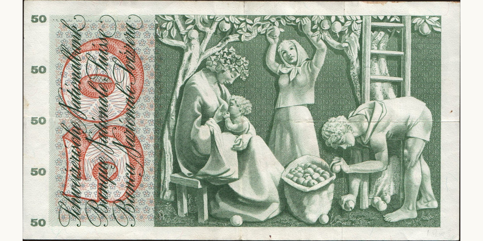 50 franc Швейцария 1965 — Оборотная сторона