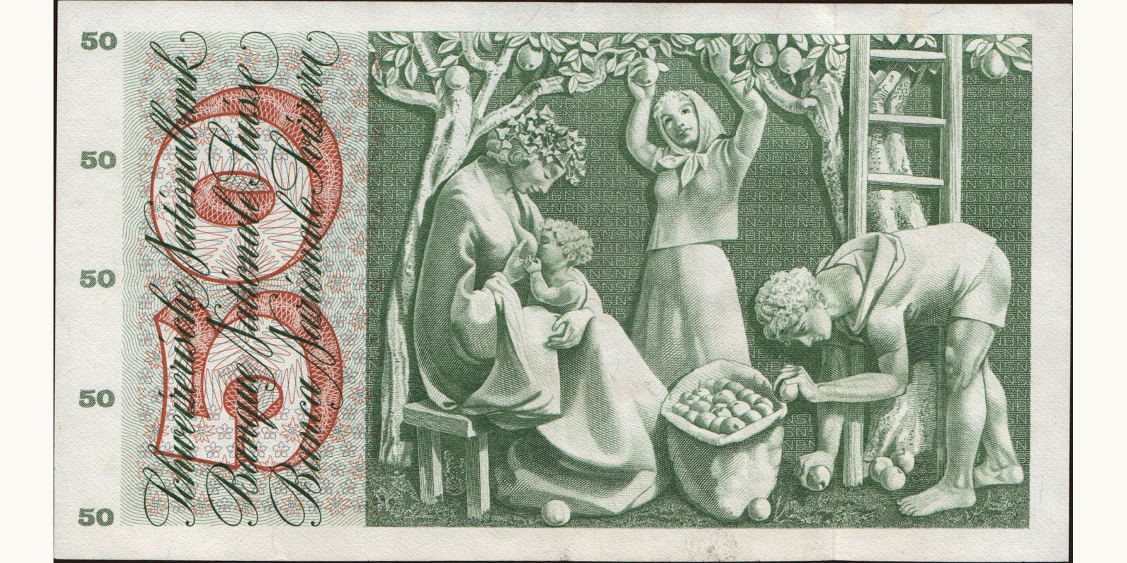 50 franc Швейцария 1969 — Оборотная сторона