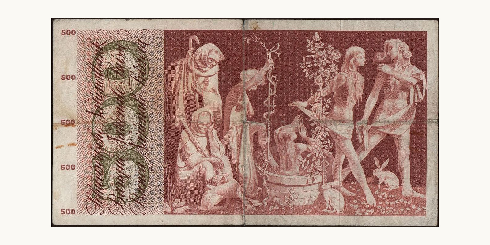 500 franc Швейцария 1963 — Оборотная сторона