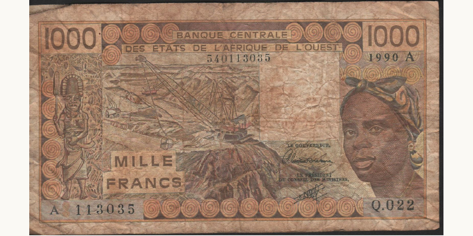 1000 francs 1990