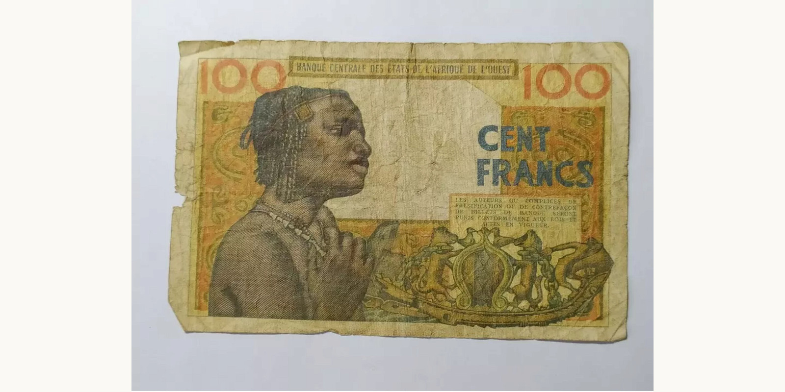 100 francs Cote d'Ivoire 1961 — Back side
