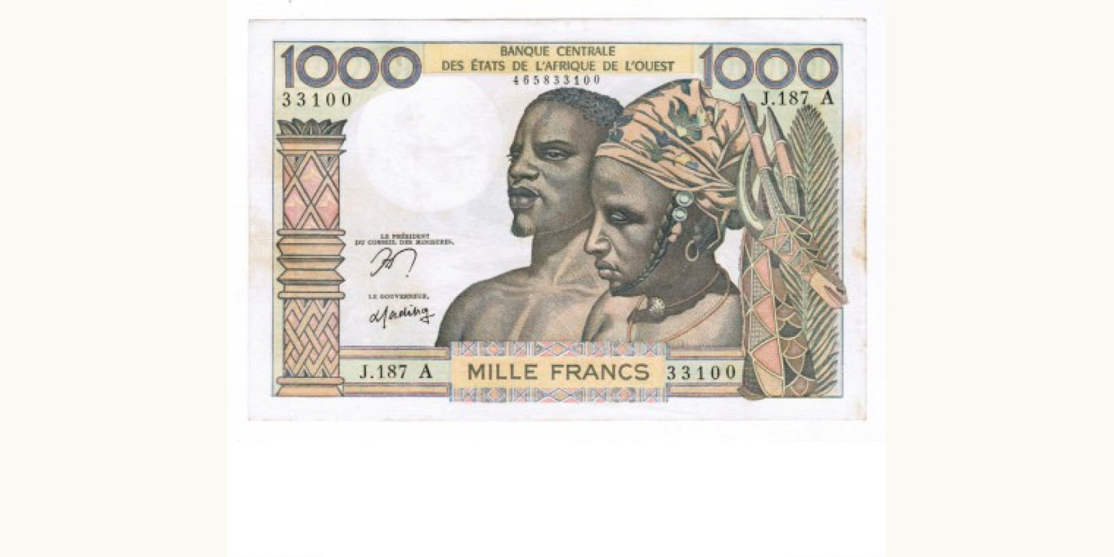 1000 francs Кот-д’Ивуар 1978 — Лицевая сторона