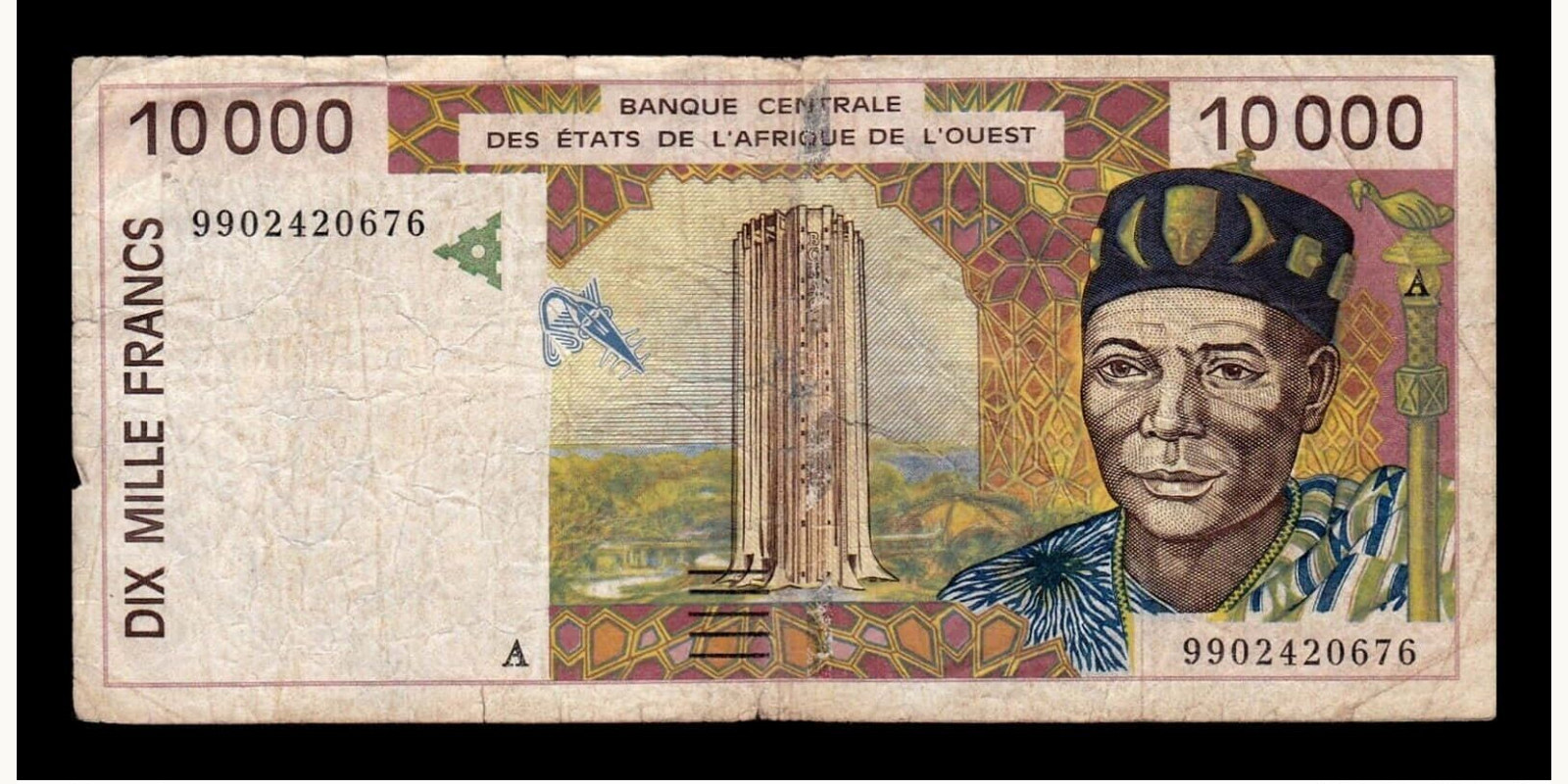 10000 francs Кот-д’Ивуар 1999 — Лицевая сторона