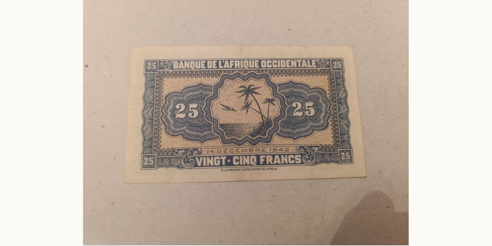 25 francs Кот-д’Ивуар 1942 — Оборотная сторона