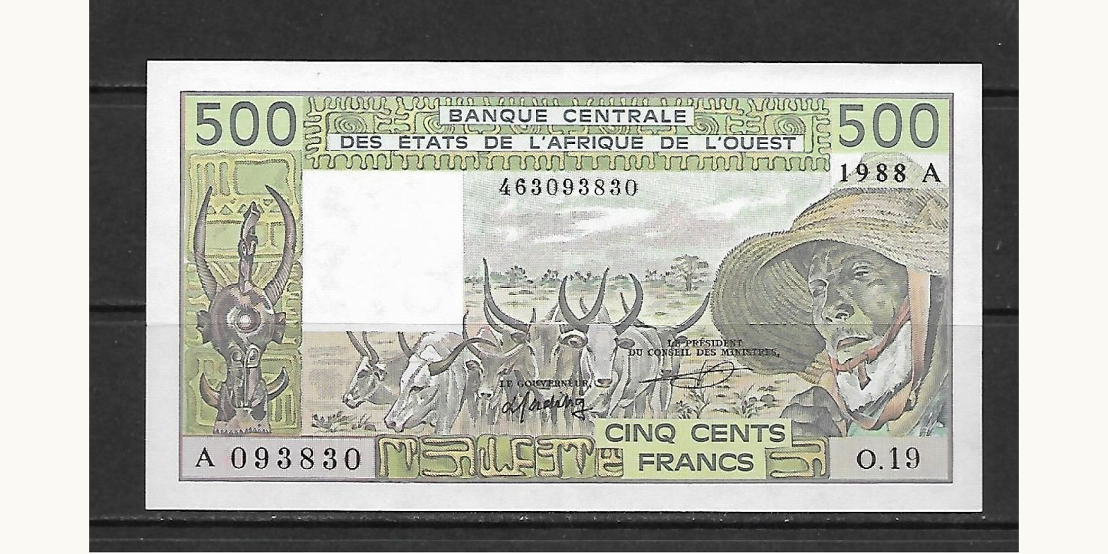 500 francs Кот-д’Ивуар 1988 — Лицевая сторона