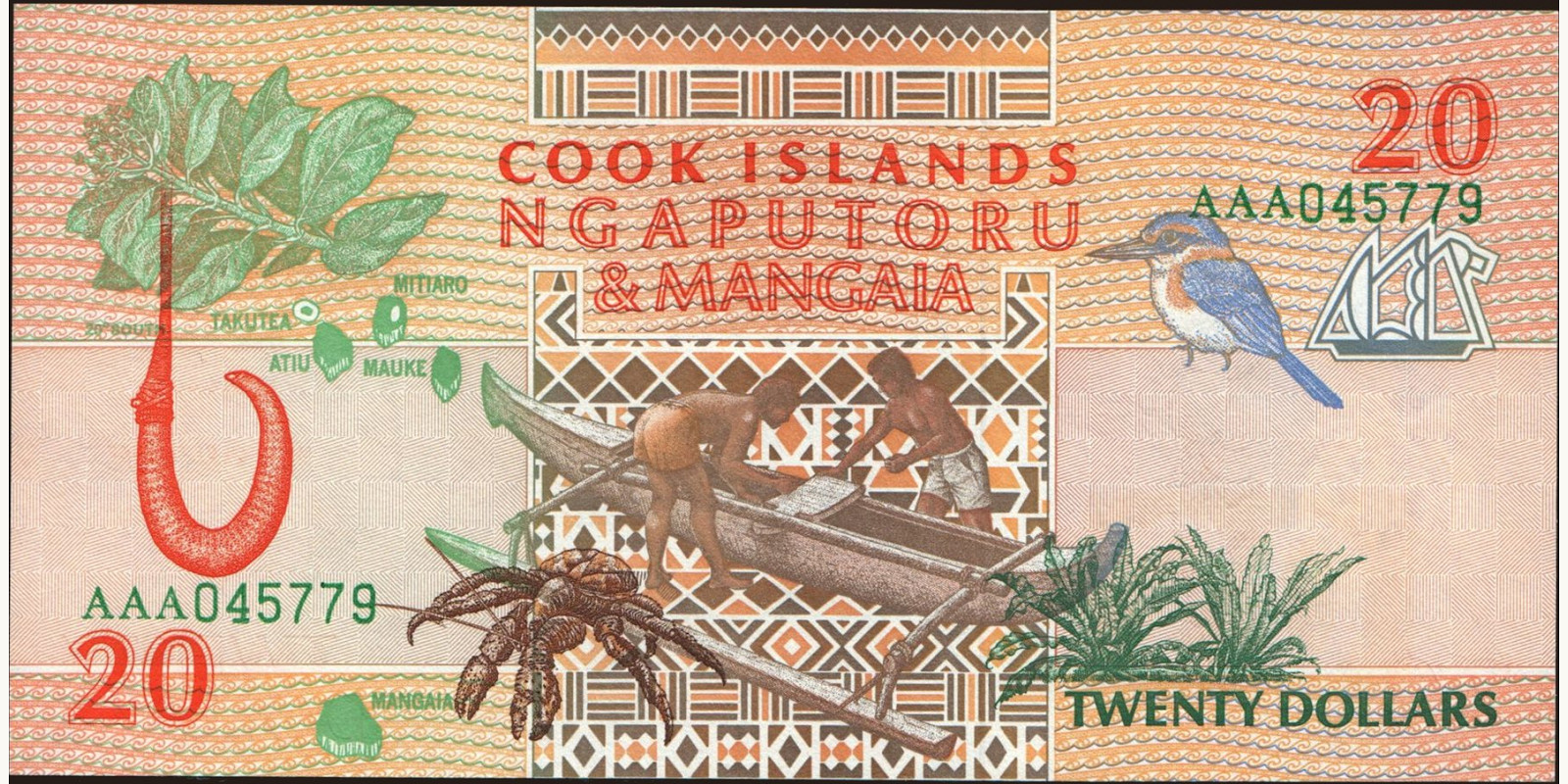 20 dollars о-ва Кука 1992 — Оборотная сторона