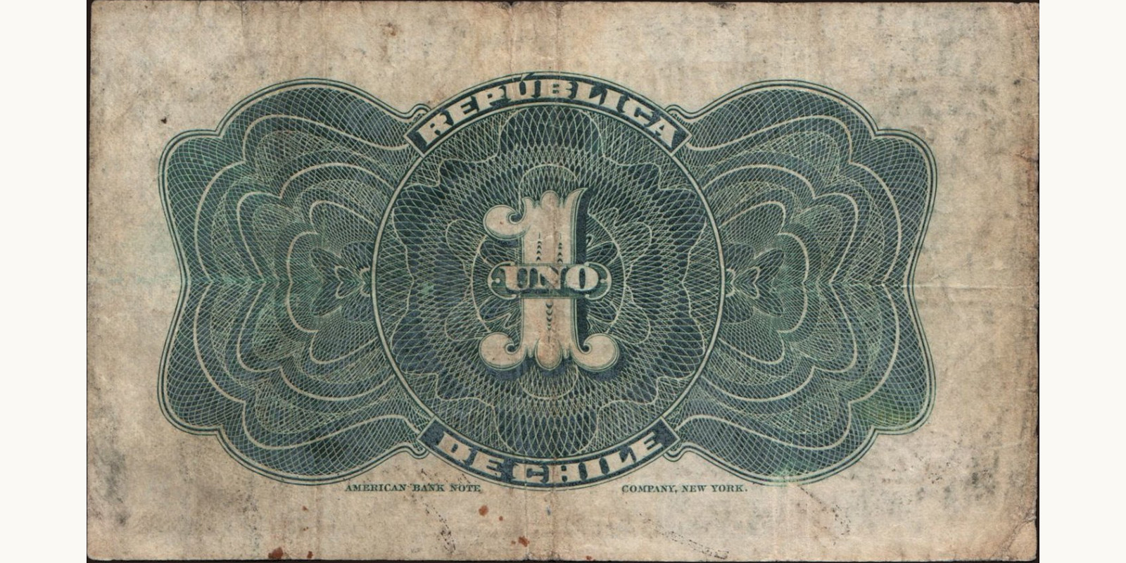 1 pesos Chile 1919 — Back side