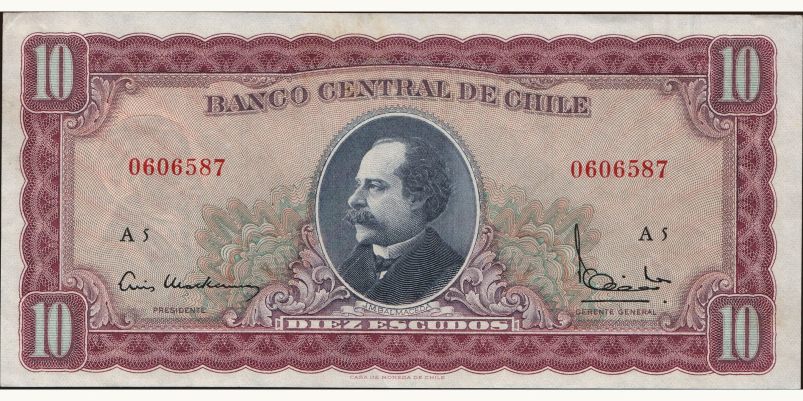 10 escudos Chile 1962 — Front side
