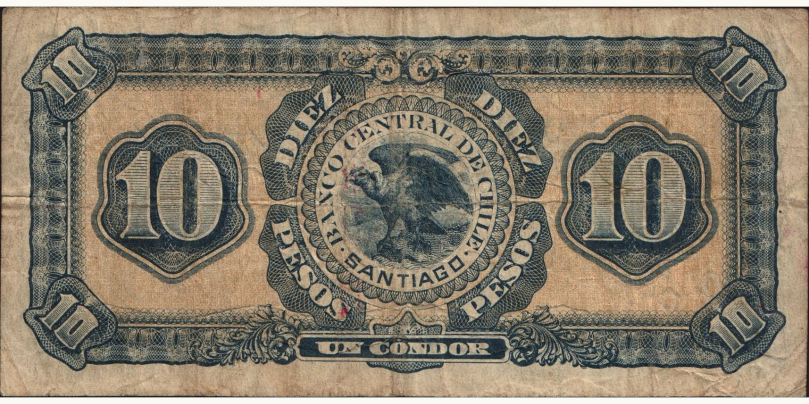 10 pesos Чили 1927 — Оборотная сторона