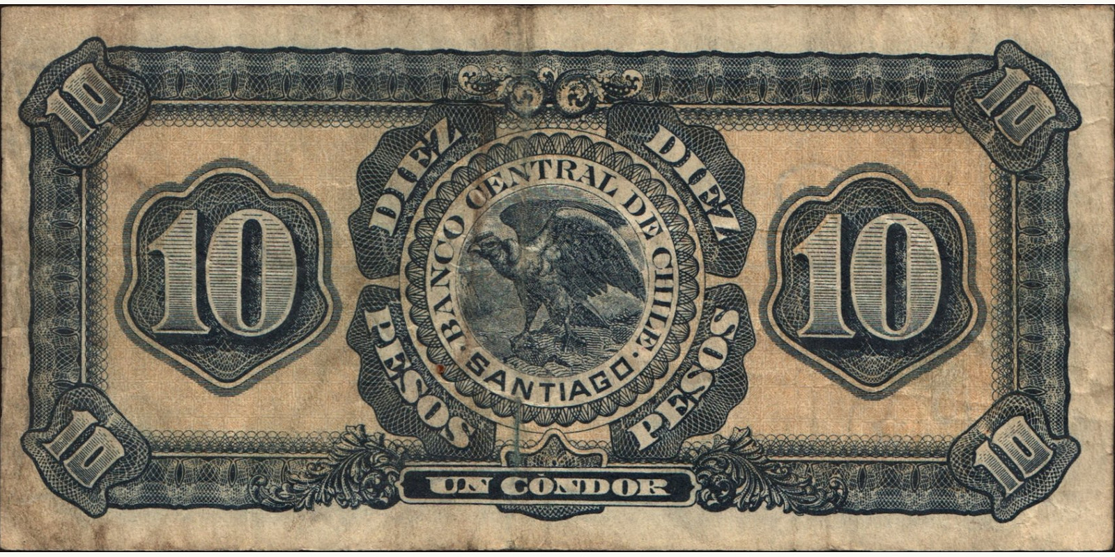 10 pesos Чили 1928 — Оборотная сторона