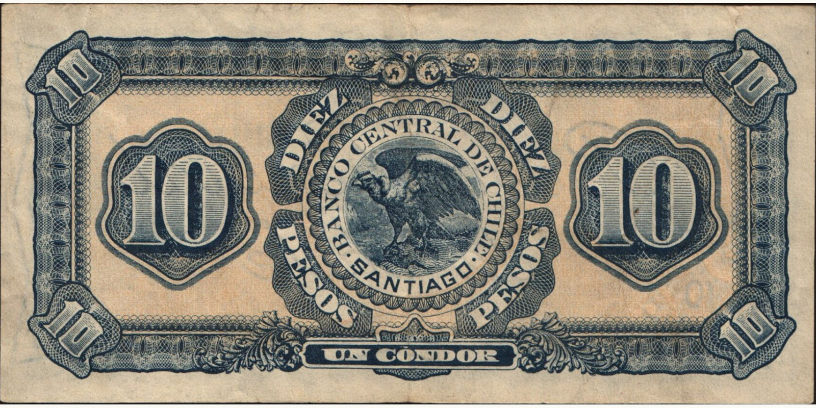 10 pesos Чили 1929 — Оборотная сторона
