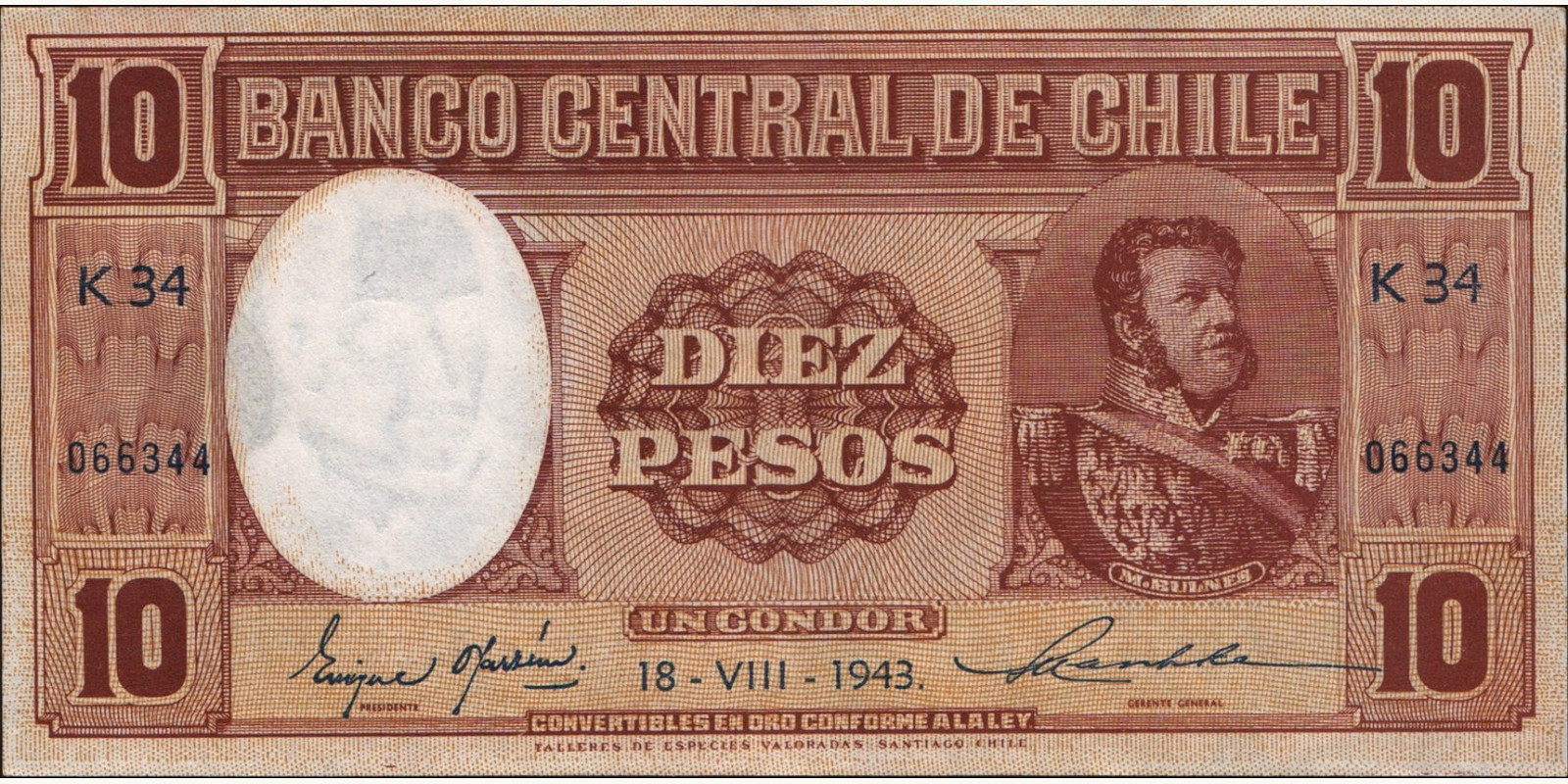 10 pesos 1943