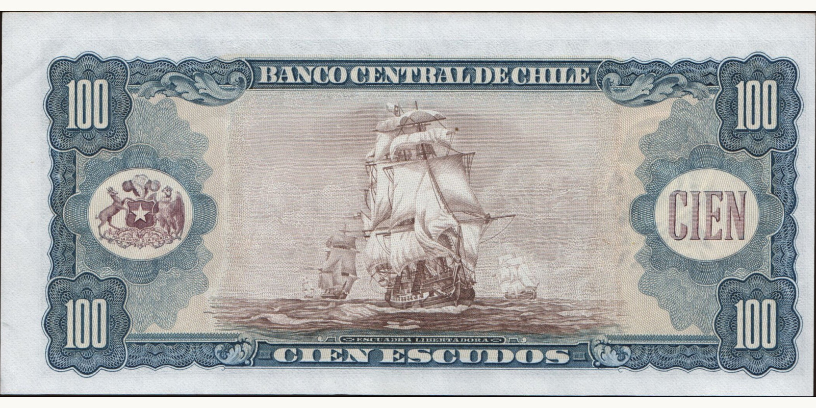 100 escudos Chile 1962 — Back side