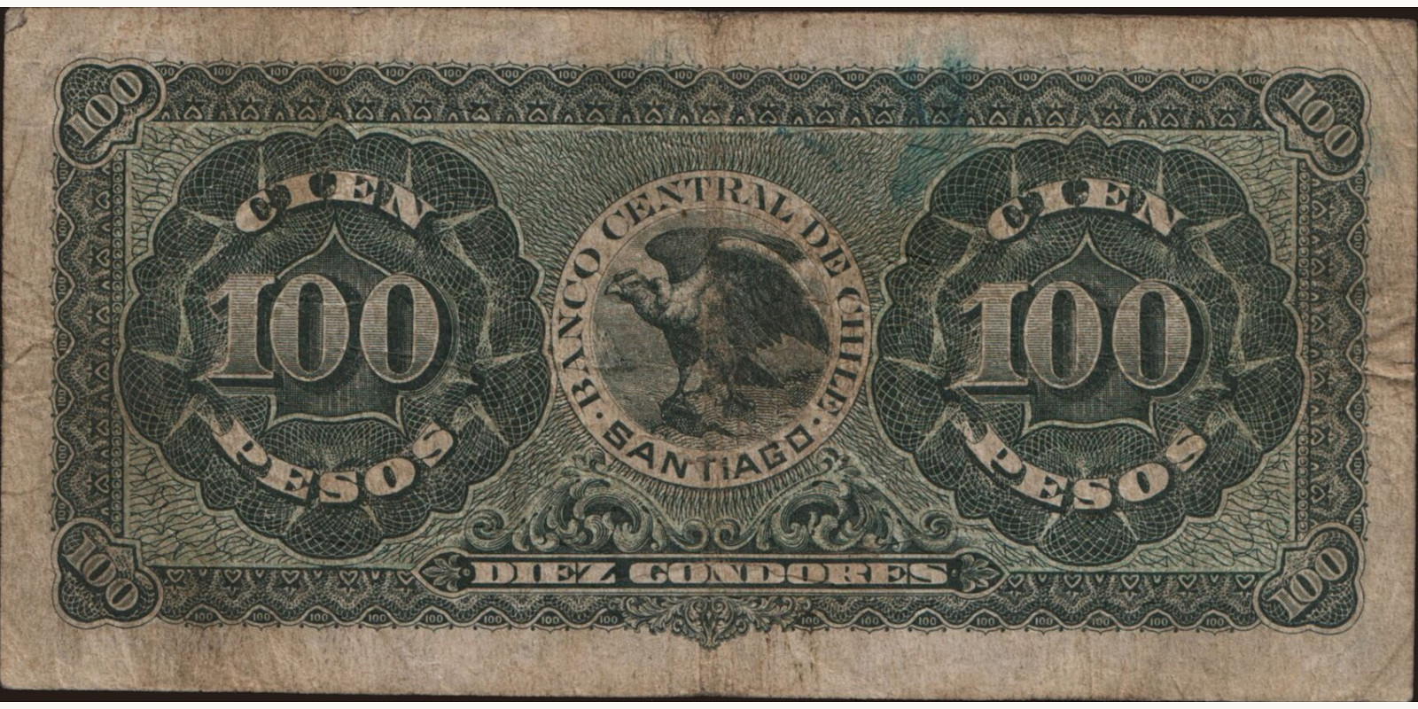 100 pesos Чили 1927 — Оборотная сторона