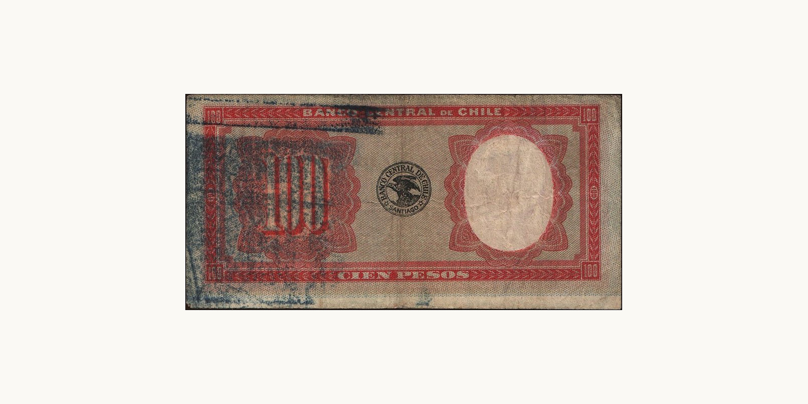 100 pesos Chile 1943 — Back side