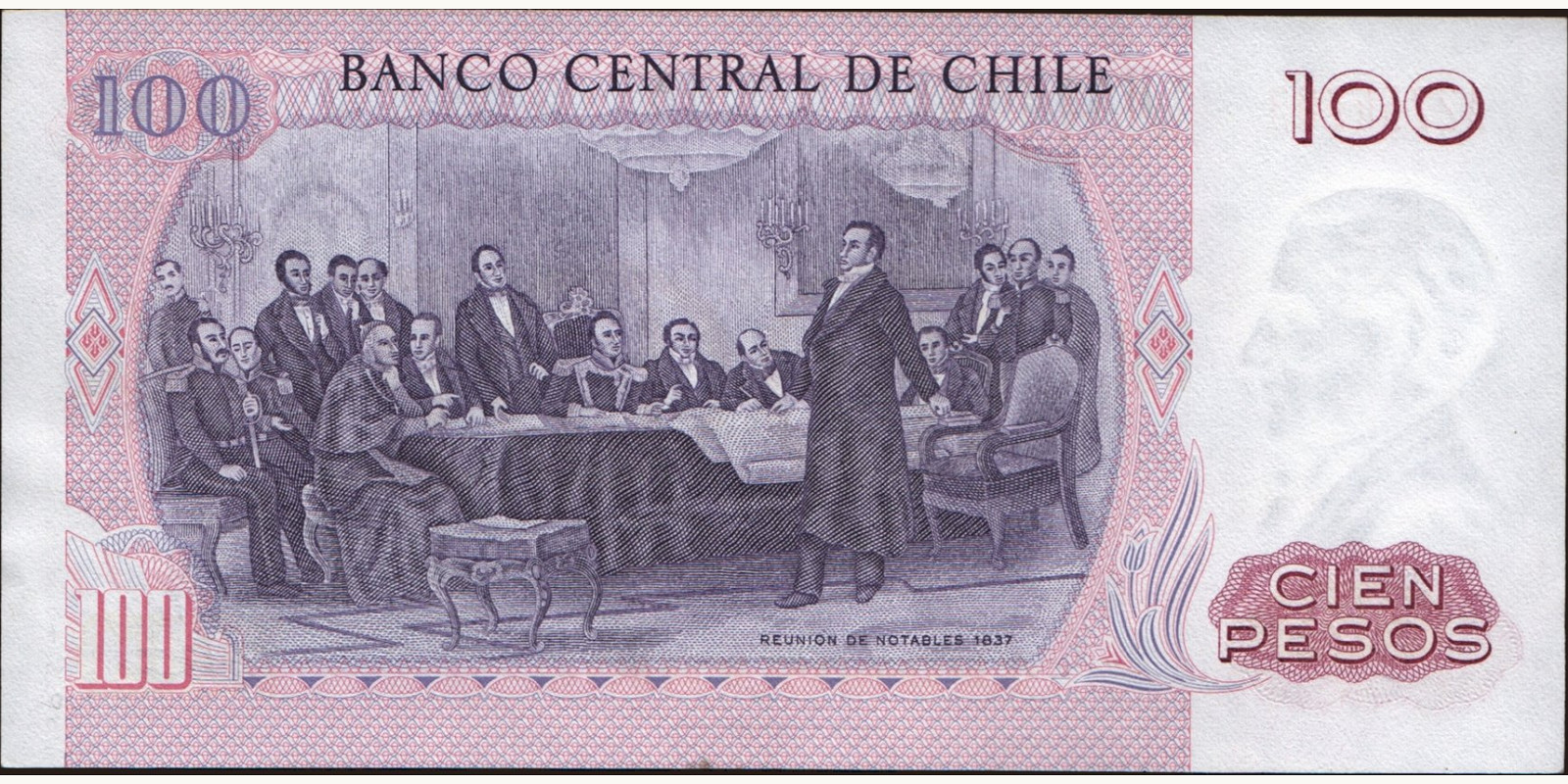 100 pesos Чили 1977 — Оборотная сторона