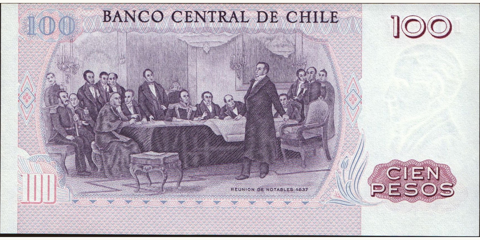 100 pesos Chile 1984 — Back side