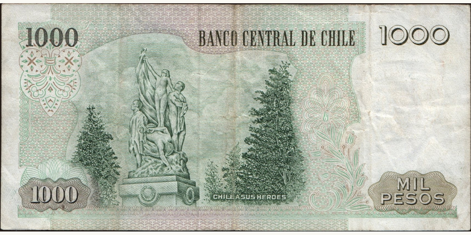 1000 pesos Chile 1986 — Back side