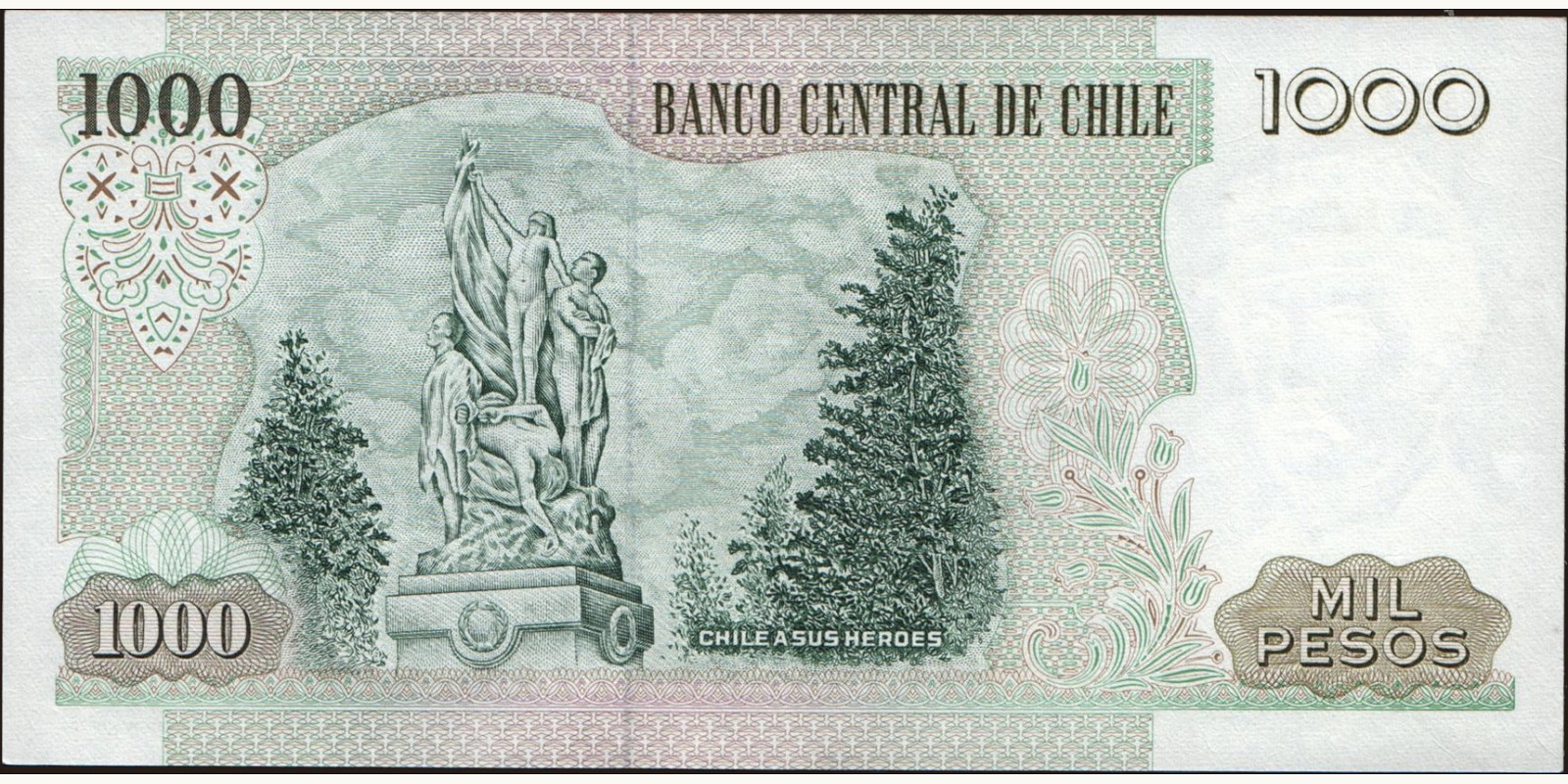1000 pesos Чили 1987 — Оборотная сторона