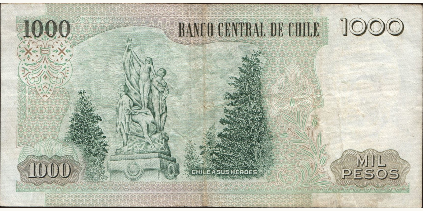 1000 pesos Чили 1988 — Оборотная сторона