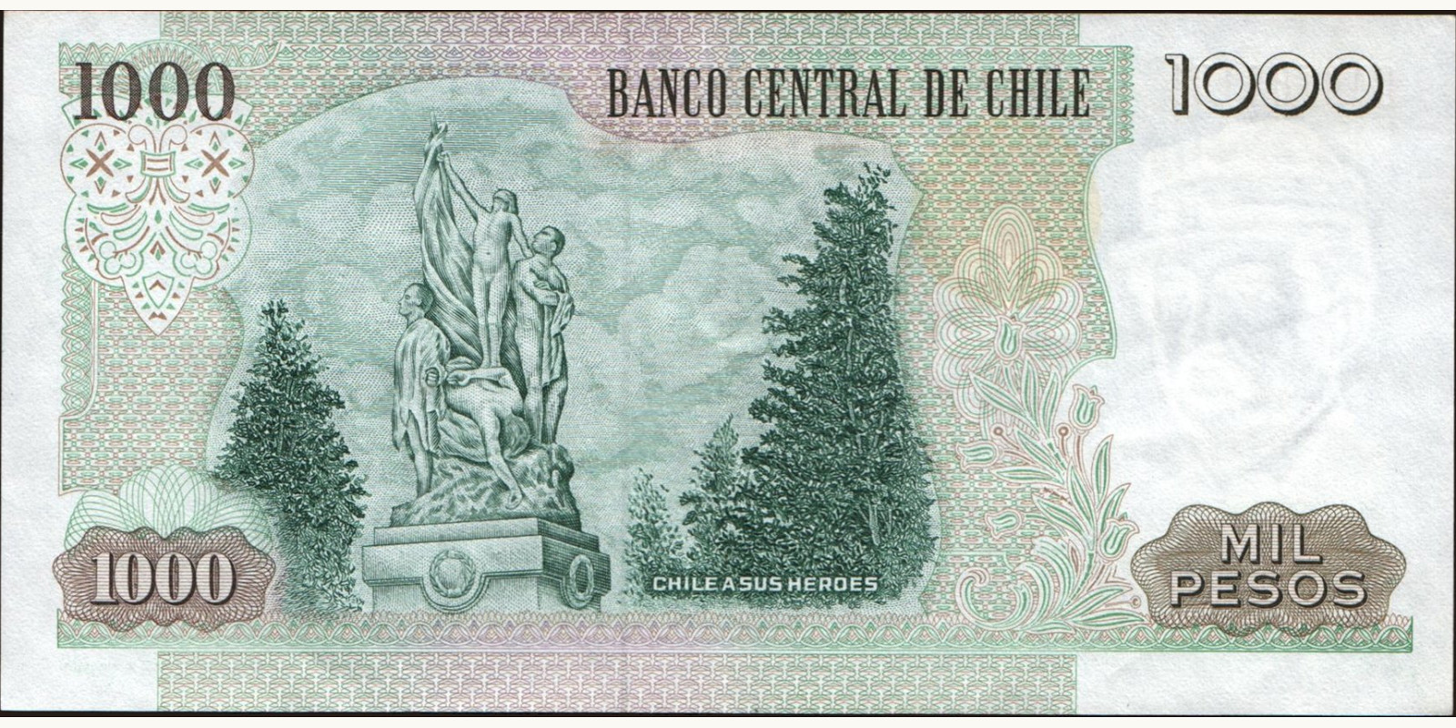 1000 pesos Chile 1992 — Back side