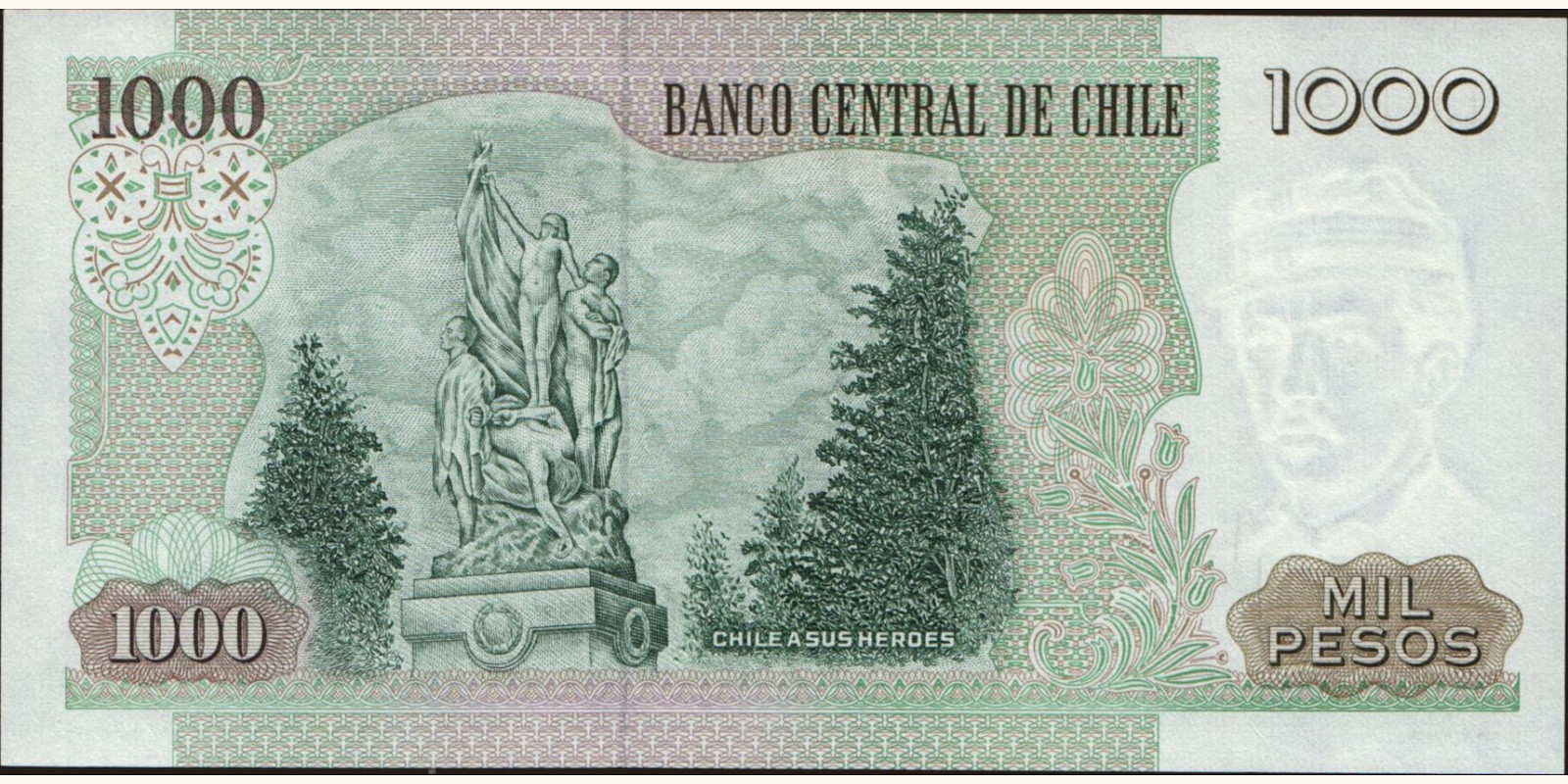 1000 pesos Chile 1994 — Back side