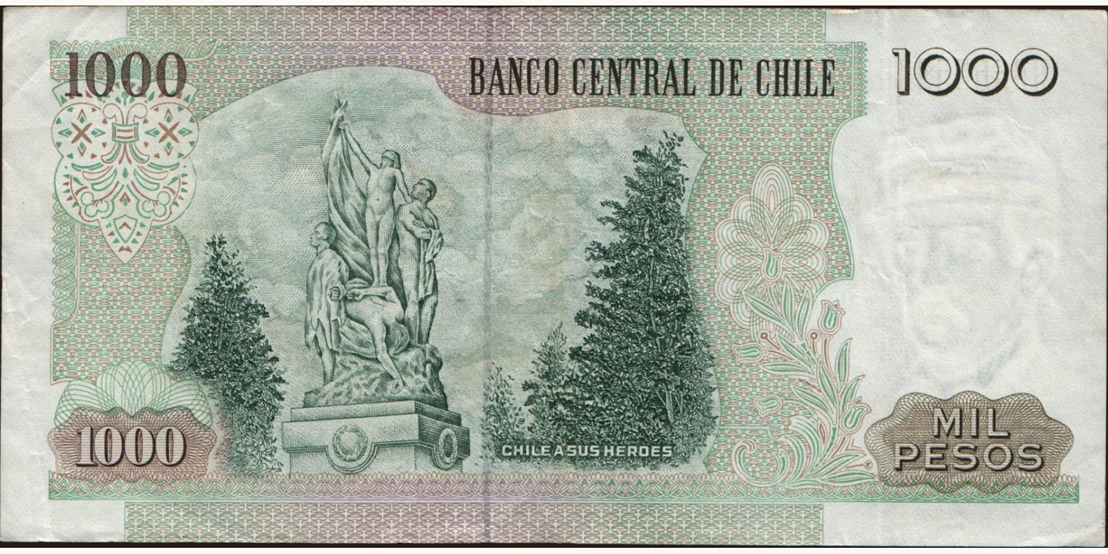 1000 pesos Chile 1997 — Back side